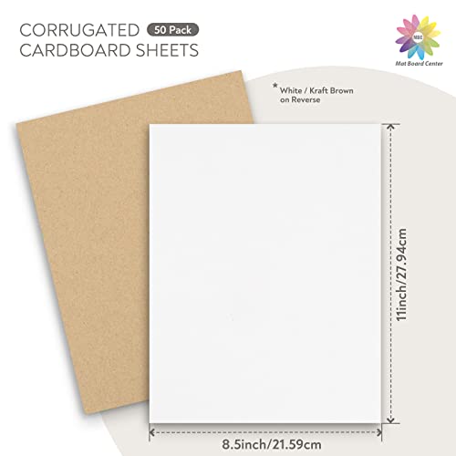 Image of Mat Board Center, 50 Pack 8.5x11 Inch Corrugated Cardboard Sheets