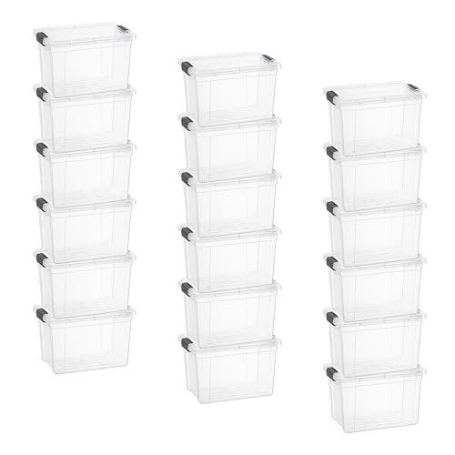 Image of Superio 2.5 Quart Clear Plastic Storage Boxes with Lids, Stackable Organizer Containers, BPA-Free Storage Bins for Home, Office, School & Dorm, 18 Pack