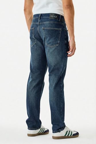 Image of Men's Straight Fit Dark Indigo Blue Denim Jeans | Premium Cotton Fabric & Smooth Texture