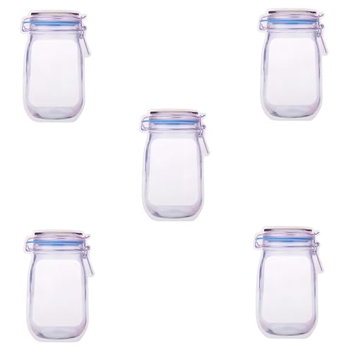 Image of Oblivion Kitchen Storage & Containers: Big Plastic Transparent Jar Shaped Standup Pouch with Zipper for Packing Dry Fruits, Nuts & Snacks (1000ml-Pack of 5)