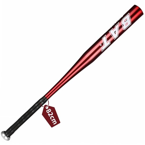 Baseballschläger 82 cm (32 Zoll), Baseballschläger Aluminium mit Rutschfester Griff, die Beste Größe für Selbstverteidigung und Baseball (Rot)