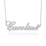 GR859C Caroline Name Necklace Silver Pendant Necklace for Women Personalized Stainless Steel Jewelry Gift for Mother Day