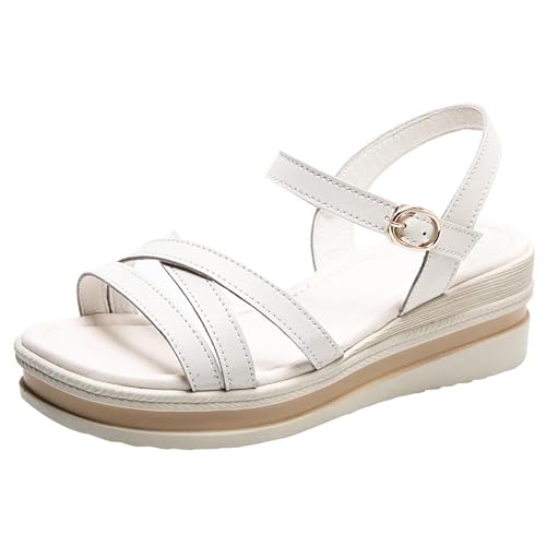 Genérico Sandalias Cuña Mujer Tiempo Libre Para Mujer Plataforma Cuñas Tacón Sandalias De Baño Casual Con Tiras Finas Y Detalle