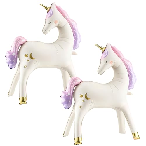 2 Pièces Ballon Licorne Anniversaire Fille, XXL Ballon Aluminium Licorne, ballon Poney, Decoration Anniversaire licorne, pour Fête Fille anniversaire...