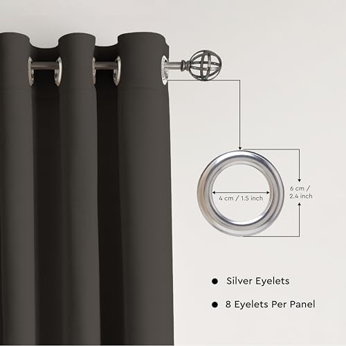 Image of Encasa XO Window Cotton Curtains, Light Filtering Drapes Charcoal Grey
