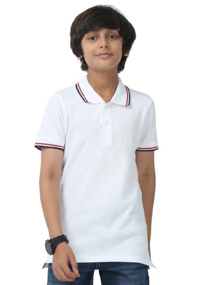 Image of Cotton Polo T-Shirt for Kids Boys Girls Half Sleeve, Regular Fit Tees for Boys Collared Casual Tshirts | Soft & Breathable Biowash Fabric | Half Sleeve