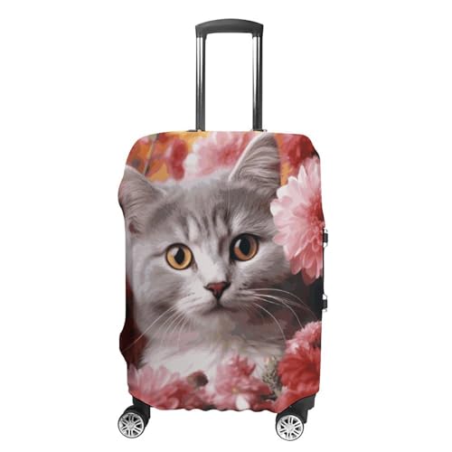 Suitcase Covers for Luggage Washable Luggage Cover Cat in Flowers Luggages Wheel Covers Elastic Travel Carry On Suitcase Cover Travel Luggages Protector Sleeve Fit 29-32 Inch M
