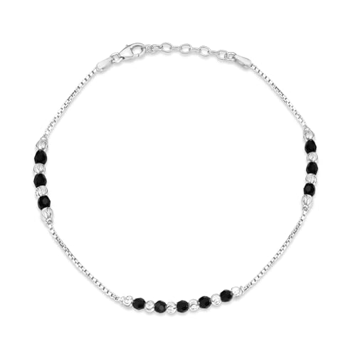 Image of ZAVYA 925 Sterling Silver Anklet | Rhodium Plated Precious Cubic Zirconia Women Chain Anklet | Gifts For Women & Girls | With Certificate of Authenticity and 925 Hallmark