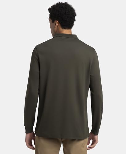 Image of Jockey 3914 Men Super Combed Cotton Rich Solid Full Sleeve Polo T-Shirt with Ribbed Cuffs