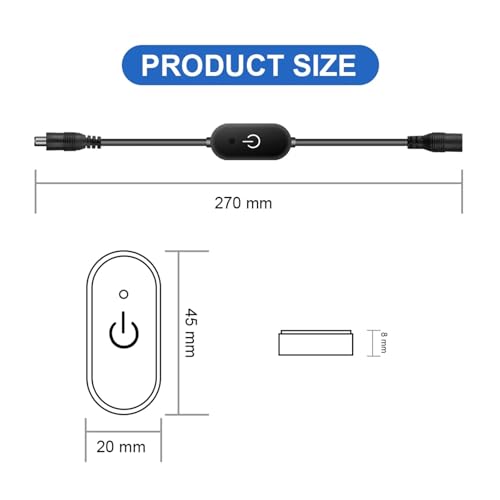 Luz LED regulable para armarios con sensor táctil inteligente negro 6