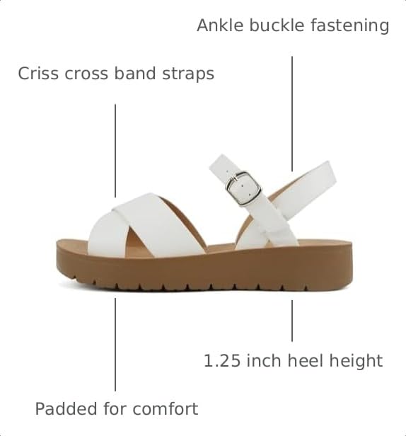 Image of Soda CHESTER ~ Women Flat Sandals Flatform Ankle Buckle Criss Cross Band Straps Sandals Shoes (Gold Raffia, 5.5)