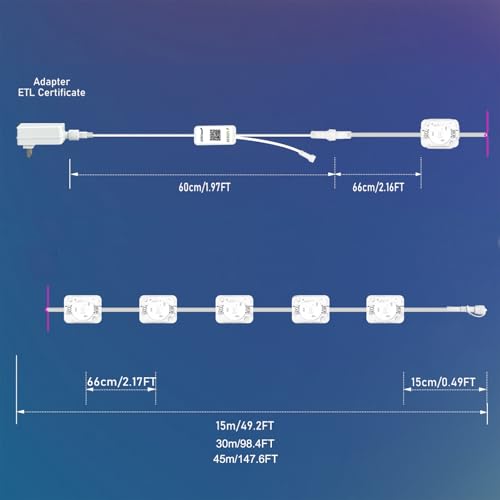 Image of 100FT Permanent Outdoor Lights - IP65 Waterproof RGB Eaves Lights with Smart App /Remote Control,for Christmas, All Holiday Party, Daily and Accent Lighting, House Roof and Garden Decoration