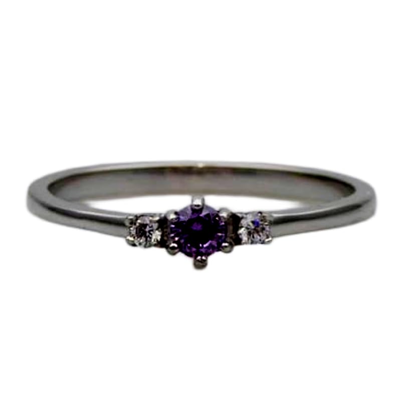 Améthyste naturelle bleue bague imposante argent 925 massif sertie diamants