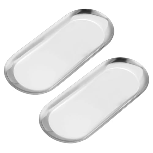 Plateaux en acier inoxydable argenté par 2 | Rangement chic 23x9cm