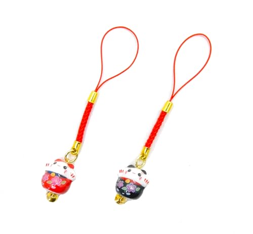 WONDERFUL Set de 2 Llaveros Maneki-Neko, Gato de la Suerte