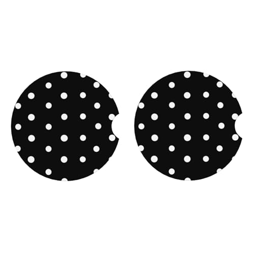 Set de 2 Posavasos Cerámicos para Auto Blanco con Lunares miniatura 3