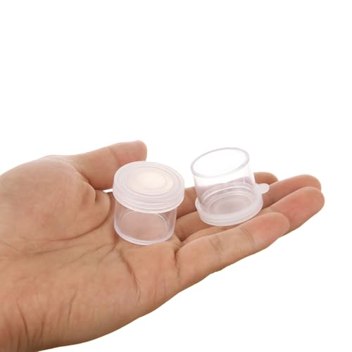 Image of LOYORTY 200PCS Small Paint Containers with Lids, 0.34oz /10ml Plastic Mini Paint Cups, Clear Paint Container Pots in Bulk for Beads, Glitter, Slime, Paint