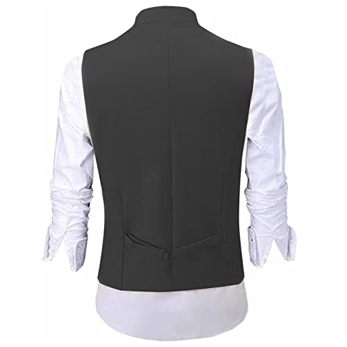 Mens Double Breasted Suit Vest Formal Business Big Lapel Wedding Tuxedo Waistcoat for Groomsmen Fiance Employee (Color : Black, Size : X-Large)2