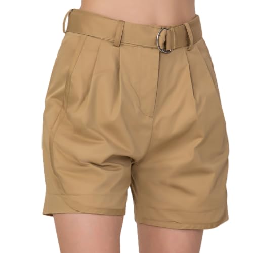 Short avec boucle et plis devant en coton pour femme