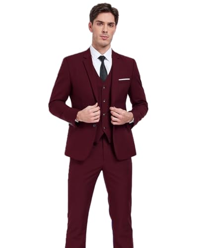 Men's 3 Piece Slim Fit Suit Set Two Button Blazer Solid Jacket Vest Pants Wedding Business Suit for Men