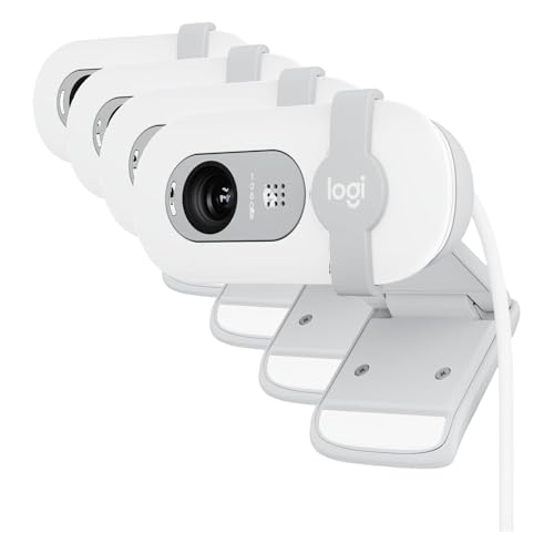 Image of Logitech Brio 100 Full HD 1080p Webcam for Meetings,Streaming,Desktop,Laptop,PC - Built-in Mic,Shutter,Works with Zoom,Microsoft Teams,Nintendo Switch 2's New GameChat Mode-Off -White,(Pack of 4)