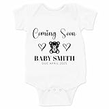 Personalised Coming Soon Baby Vest, Baby Announcement Idea & Pregnancy Reveal Gift, Custom Baby Grows, Vest 0-3 Month Style 4 - Image 1