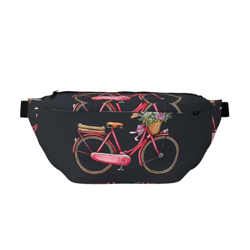 Sac banane de course à pied rétro rouge imprimé vélo running
