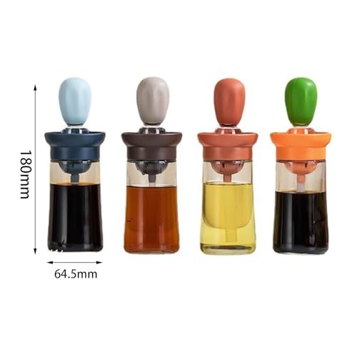 soulnioi 2 In 1 Squeeze Glass Oil Bottle with Silicone Brush/Oil Dispenser Bottle Set For Kitchen/For Air Fryer,Cooking,BBQ,Measuring Oil Vinegar Dispenser Squeeze Bottle(3PCS) 180ml - Image 2
