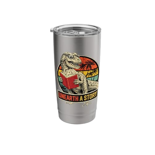 Unearth a Story Dinosaur Reading Book Dino T Rex Summer 2026 Stainless Steel Insulated Tumbler