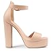 MERUMOTE Women's Fashion Platform Sandals Block Heels Wedding Summer Dress Shoes Nude Matte 9