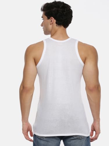 Image of RAMRAJ COTTON Men's White Inner Vest /Banian | Lightweight Scoop Neck Sleeveless Super Combed Cotton