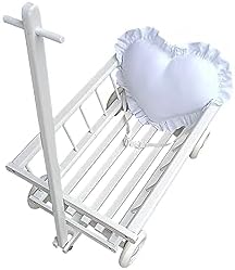Premium Wooden Wagon MIKUS – Safe and Beautiful | Ideal for Weddings and Flower Girls | Color: White Fluff| Wheels: Rubber