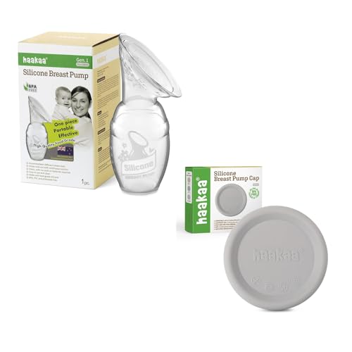 Image of haakaa Manual Breast Pump 4oz/100ml and Silicone Cap Combo