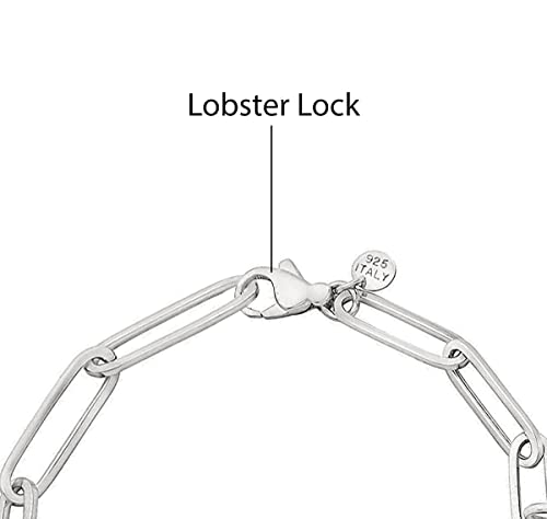 Savlano 925 Sterling Silver Solid Italian Diamond Cut Paperclip Link Chain Bracelet With Gift Box For Women & Men - Made in Italy2