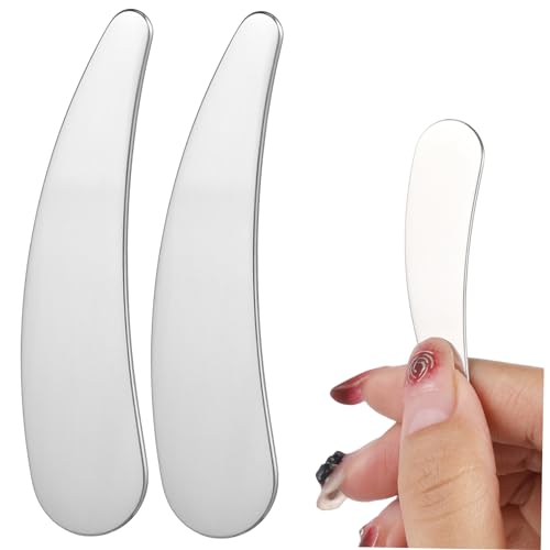 Gogogmee 2pcs Mini Stainless Steel Makeup Spatula for Moisturizer Face Cream Lotion