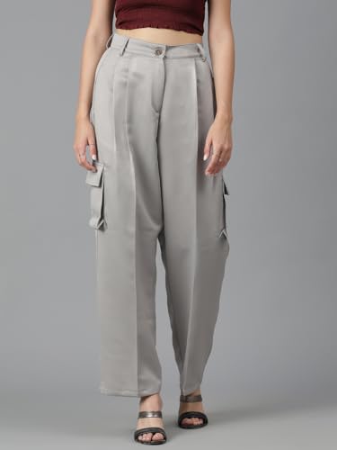 Image of KOTTY Women's High Rise Cotton Blend Relaxed Fit CargoTrousers