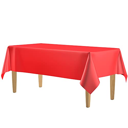 14 Pack Premium Red Plastic Tablecloth - 54 x 108 in. Disposable Rectangle Plastic Table Cloth - Decorative Rectangle Table Cover Smooth Tablecloth - Disposable Table Cloths For Parties, Weddings