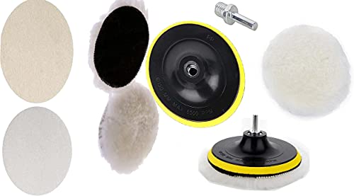 Image of DIY Crafts 1 Kit, 4 Pcs Kit, 3 inch inch Car Cleaning Felt & Wool Pad Foam Polishing Waxing Pad Kits Buffing Polishing Wheel Sponge Wool Buffing Pad(1 Kit, 4 Pcs Kit)