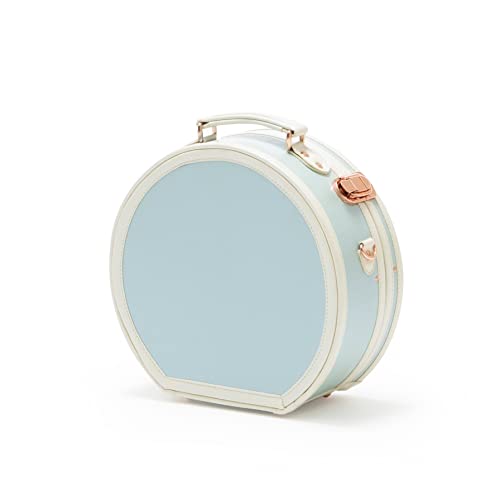 COTRUNKAGE Small Floral Round Hat Box Vintage Luggage Cosmetic Case (D.12, Sky Blue)