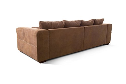 Cavadore Big Sofa Mavericco / XXL Sofa im modernen Design / Inklusive Rückenkissen und Zierkissen / 287 x 69 x 108 cm (BxHxT) / Mikrofaser Braun
