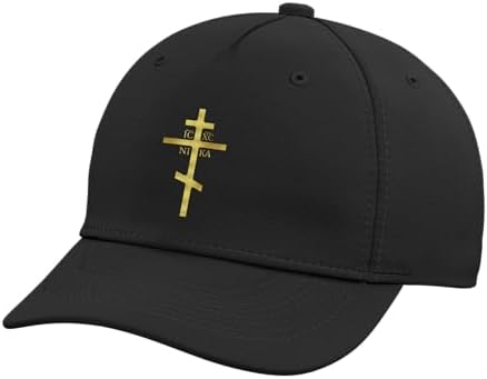 Christian Orthodox Cross ICXC Nika Christianity Symbol Adjustable Printed Baseball Hat, Black