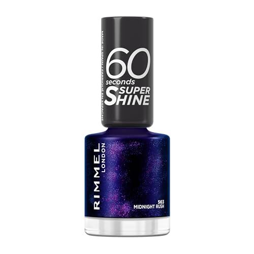 Rimmel London, 60 Seconds Super Shine, Esmalte de uñas, 563 Midtnight Rush, 8 ml