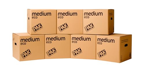 StorePAK Eco Archive Storage Moving Boxes with Handles - (Pack of 7) - 33 Litres - 100% Recyclable H 31 x W 33 x D 33 cm - MEDIUM