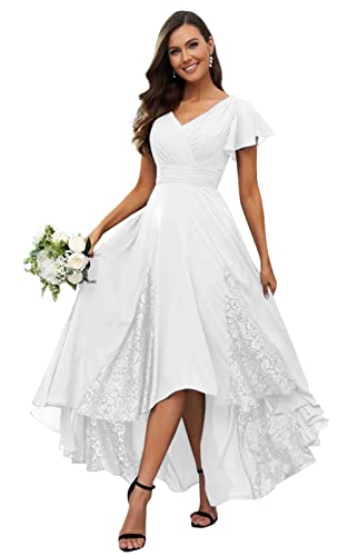 Tea Length Mother of The Bride Dresses Lace Chiffon Formal Dress with Sleeves