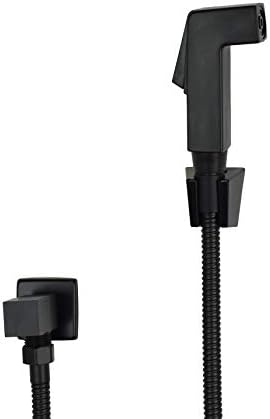 Ducha higiênica quadrada preta fosca completa com gatilho e suporte de parede