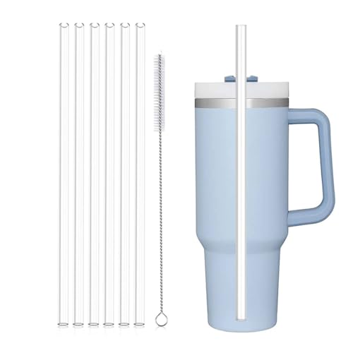 KQOZG 6 Pailles Réutilisables pour Stanley Cup 40/30oz avec 1 Brosse de Nettoyage Tritan (30cm×1cm)