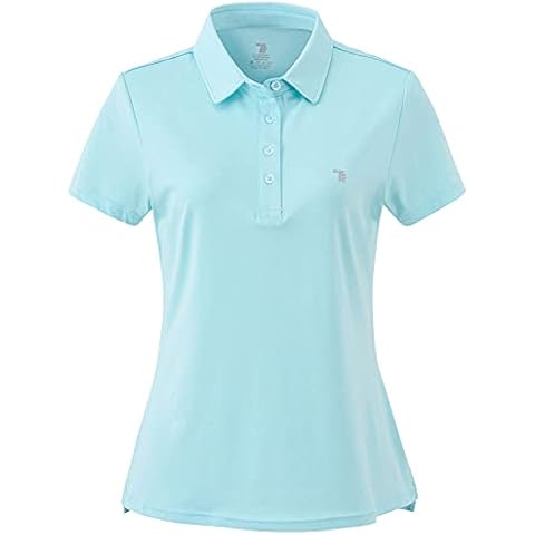 JINSHI Damen Poloshirt Kurzarm Polohemd Slim Klassisch Sommershirts V-Ausschnitt Blaugrün XXL Cover