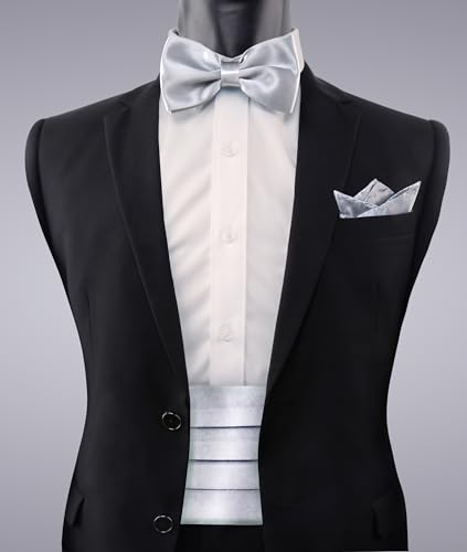 Image of Alizeal Mens Multicolored Silk Solid Cummerbund Bow Tie Set