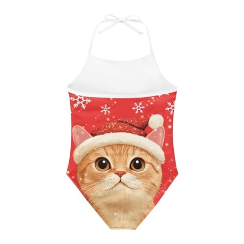 Image of Christmas Kids One-Piece Halter Swimsuits Beach Swimwear Bathing Suit for 3-10 Years Girls