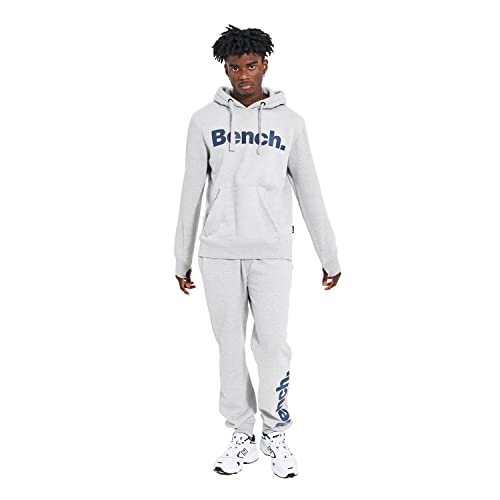 Bench Mens Everyday Mallet Fleece Tracksuit Set Grey Marl Pull Over Hoodie and Tracksuit Bottom Co-Ord 2 Piece Ribbed Cuffs and Pocket Detail Everyday Casual Activewear XX Large